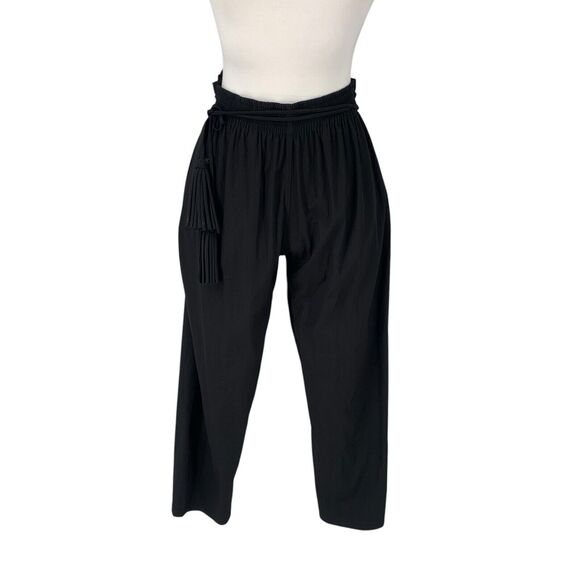 Diane Von Furstenberg Tassel Belted Pants Slip Pockets Gathered Waist Size 6 - Picture 3 of 13